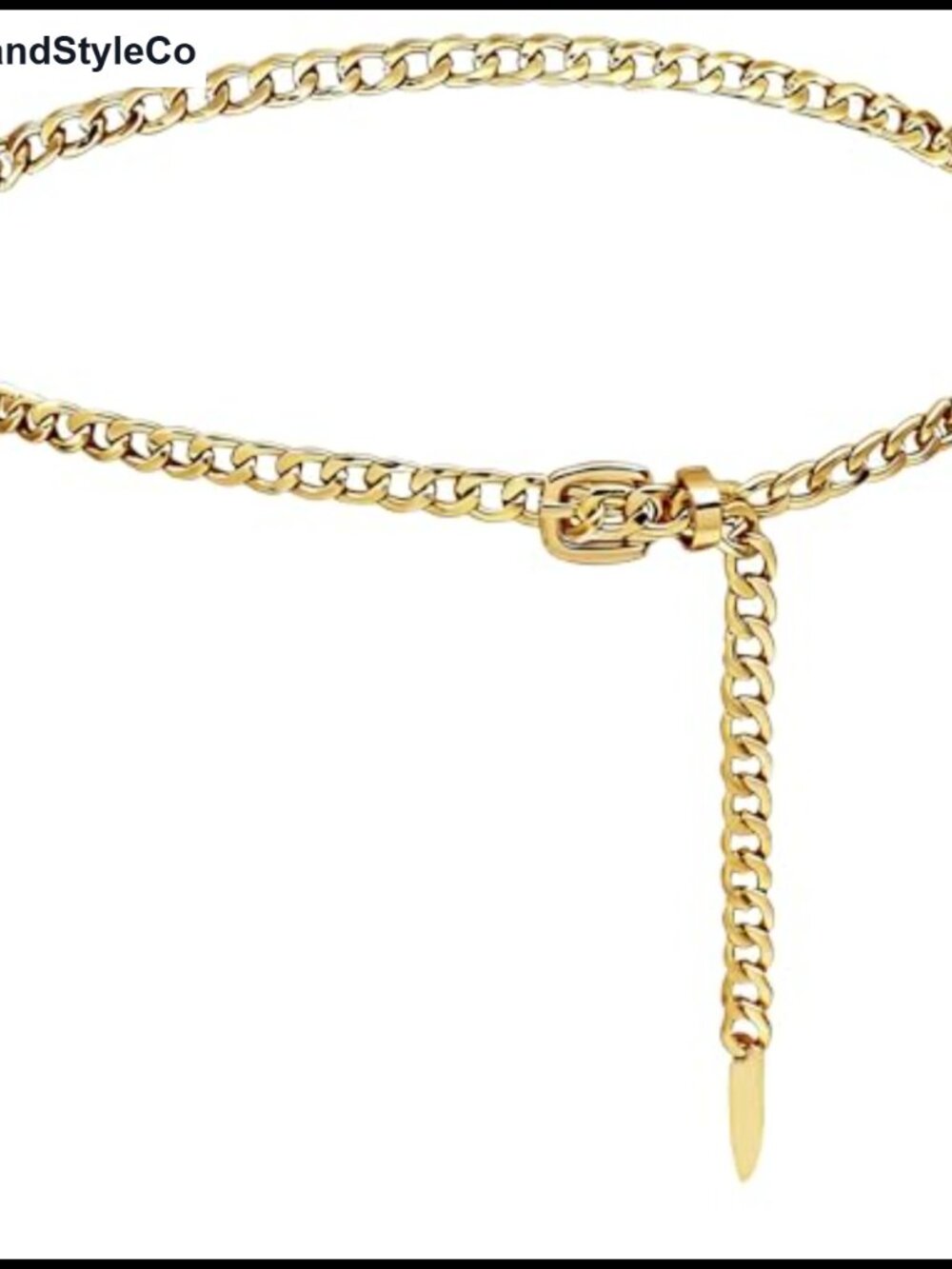 Gold Chain Belt for Women Adjustable Waist Metal Cuban Link Buckle 36"